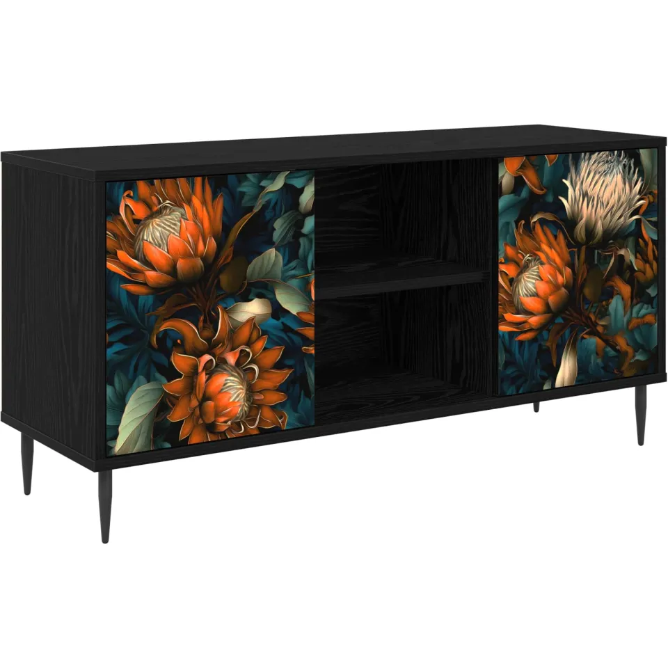vidaXL Tv-meubel LOCHEM 102 x 33 x 51 cm Zwart eiken Bewerkt hout, foto 3