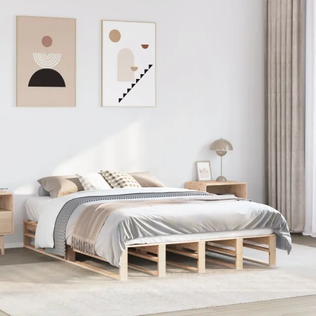vidaXL Bedframe zonder matras massief grenenhout 140x200 cm bruin