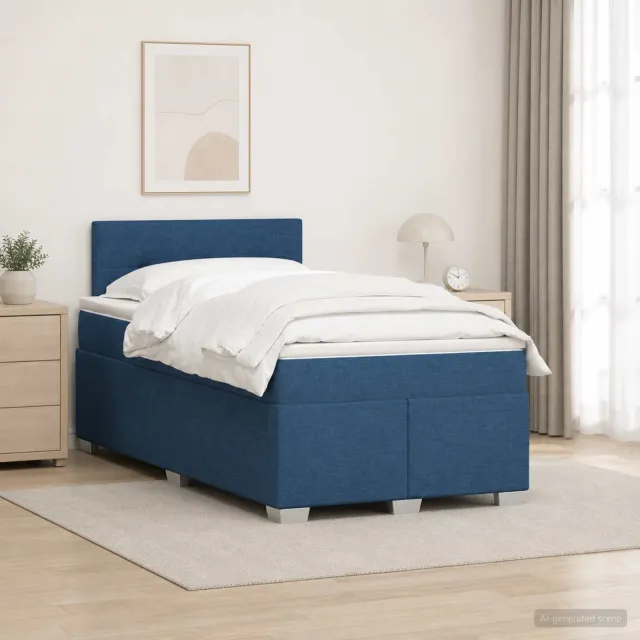 vidaXL Boxspringbed met matras Blauw 120 x 190 cm Stof