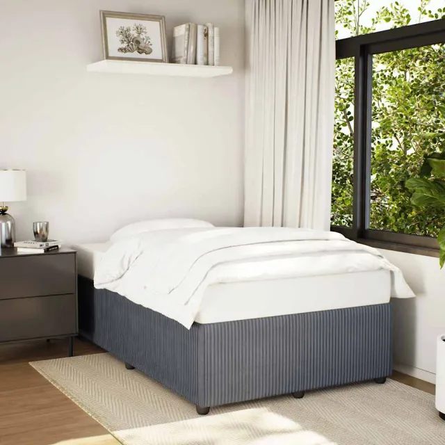 vidaXL Bedframe zonder matras 120x190 cm fluweel donkergrijs grijs