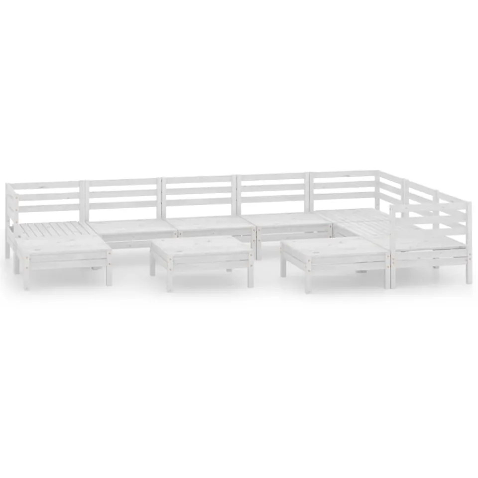 vidaXL 10-delige Loungeset massief grenenhout wit, foto 3
