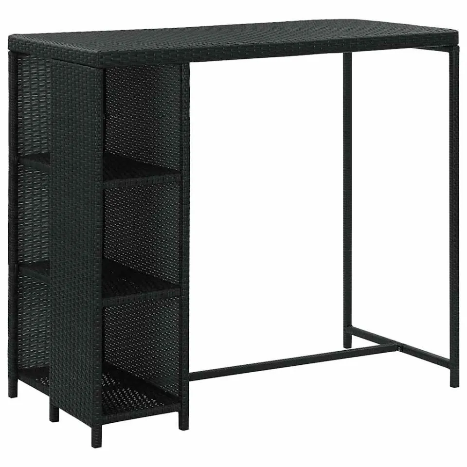 vidaXL 5-delige Tuinbarset met kussens poly rattan zwart, foto 2