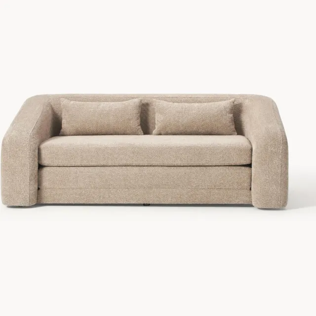 Westwing Collection Slaapbank Eliot (2-zits) van teddy bouclé Beige