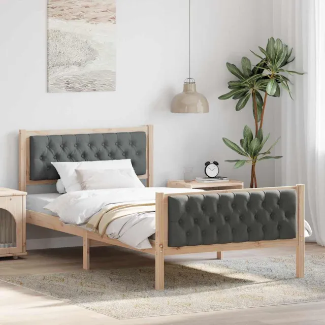 vidaXL Bedframe Donkergrijs 100 x 200 cm Massief grenenhout Bruin