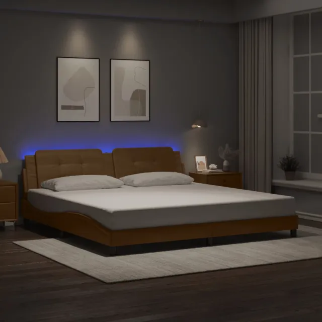 vidaXL Bedframe met LED zonder matras "Zadar" cappuccino 200x200 cm Bruin