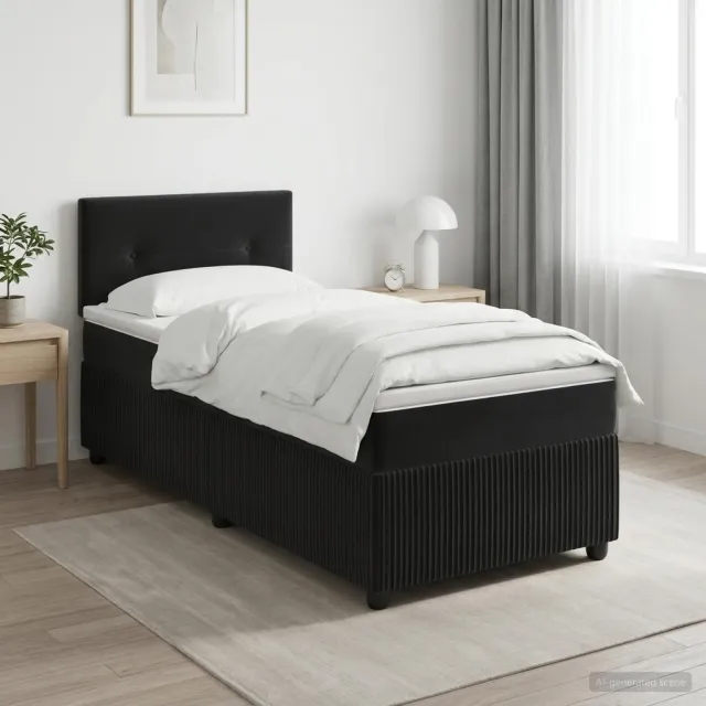 vidaXL Boxspringbed met matras Zwart 90 x 190 cm Fluweel