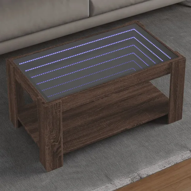 vidaXL Salontafel met LED 93x53x45 cm bewerkt hout bruin eikenkleur