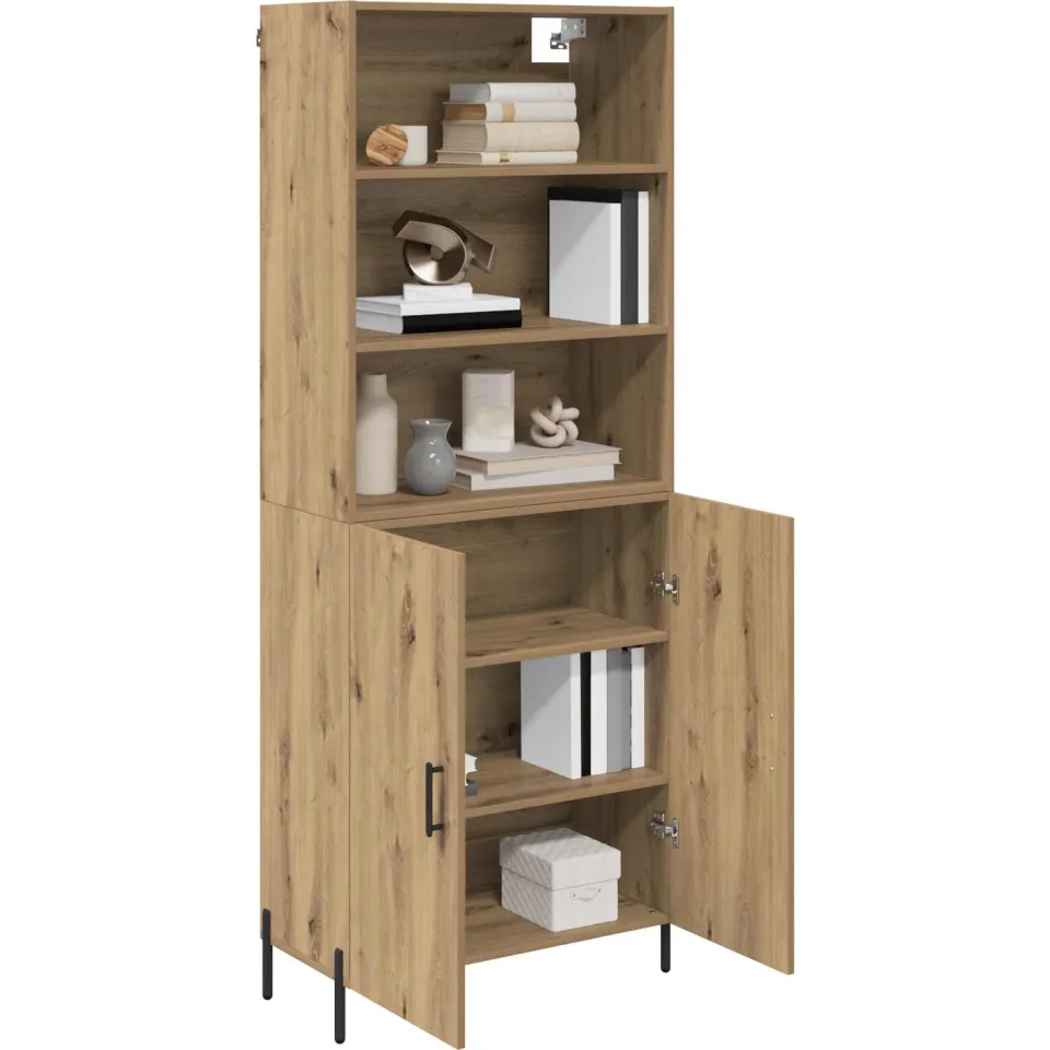 vidaXL Hoge kast Artisan Eiken 69,5 x 32,5 x 180 cm Bewerkt hout Bruin