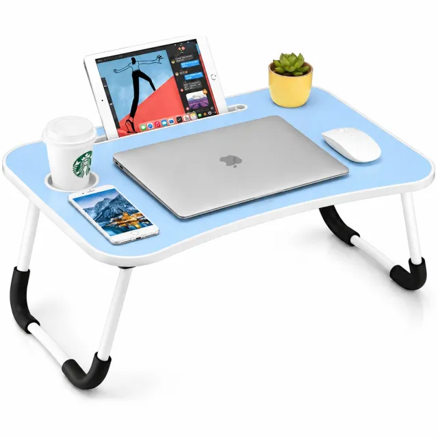 Sounix Bedtafel - Laptoptafel - Inklapbaar - Banktafel - Ontbijttafeltje - Blauw
