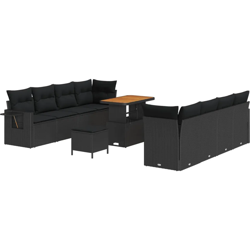 vidaXL Tuin Sofa Set 11 st Zwart Poly riet