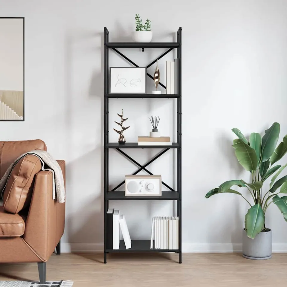 vidaXL Boekenkast 5-laags 56 x 34 x 171 cm Bewerkt hout Zwart Eiken, foto 3