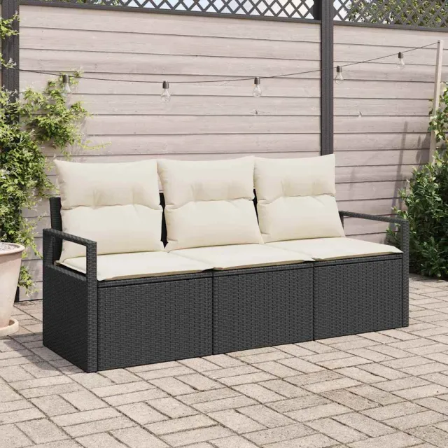vidaXL Tuinbankenset 3 st Bruin en wit poly rattan, foto 2