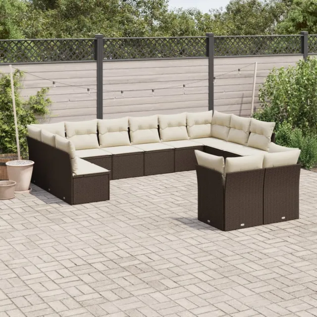 vidaXL 12-delige Loungeset met kussens poly rattan bruin, foto 2