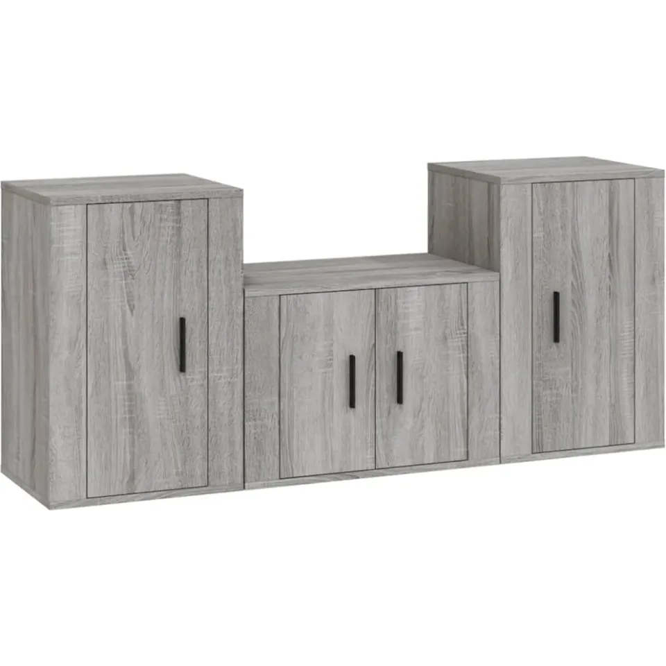 vidaXL 3-delige Tv-meubelset bewerkt hout grijs sonoma eikenkleurig, foto 3