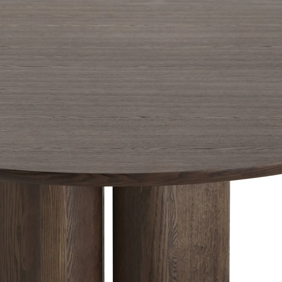 NOUS Living ronde houten eettafel Hexan Ø140 cm - donkerbruin, foto 3