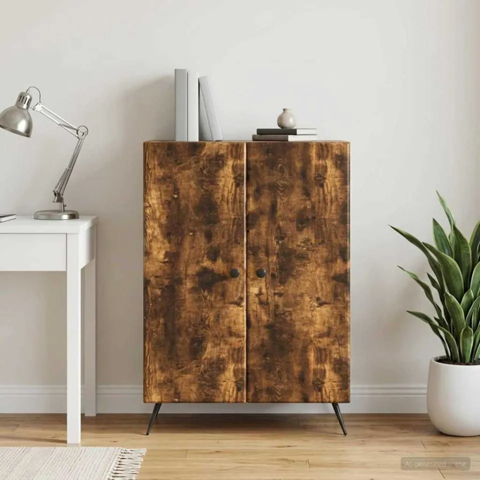 vidaXL Dressoir Gerookt eiken 66 x 34,5 x 90 cm Bewerkt hout, foto 3