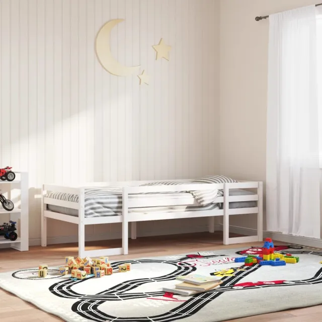 vidaXL Kinderbedframe massief grenenhout wit 90x190 cm