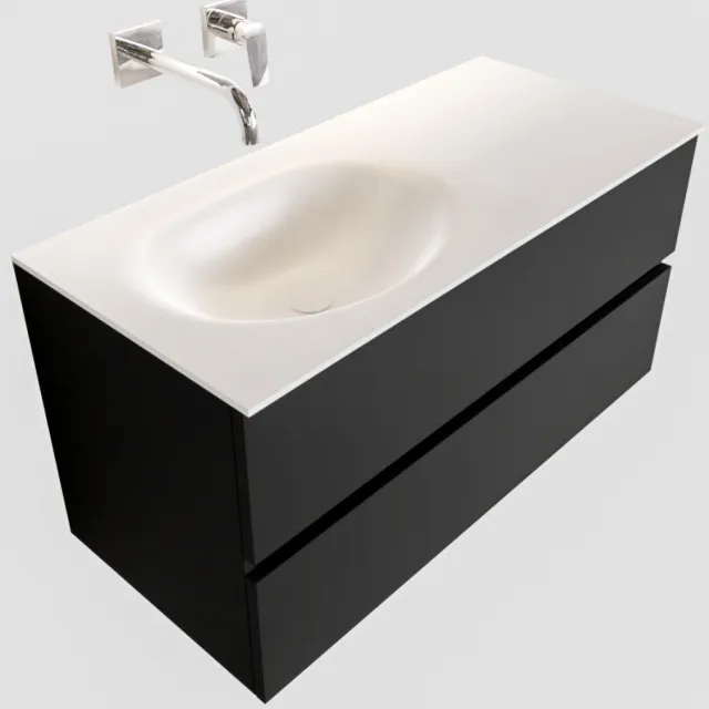 Boss & Wessing Badkamermeubel Solid Surface BWS Stockholm 100x45 cm Mat Zwart Urban Links (0 kraangaten)