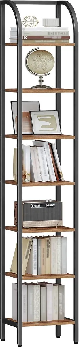 HILINSIE boekenkast, met 7 niveaus, 208,5cm, – vintage bruin & zwart Vintage bruin en zwart