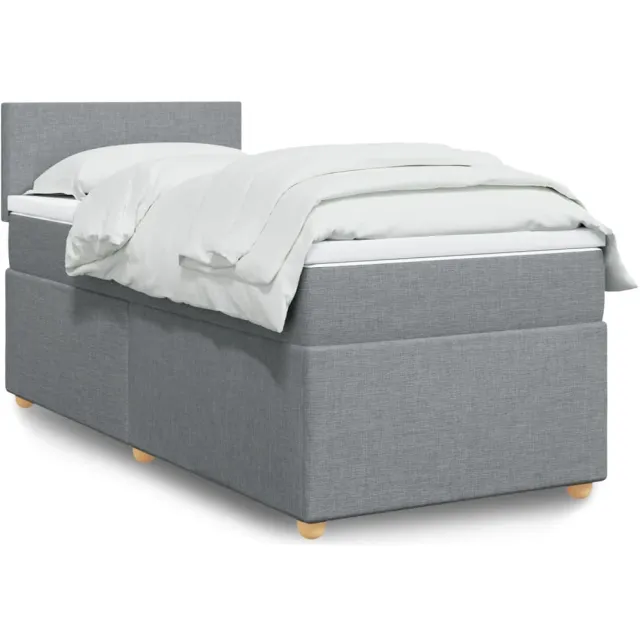 vidaXL Boxspring met matras stof lichtgrijs 100x200 cm grijs