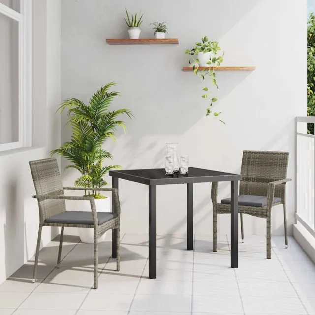 vidaXL Tuin eettafelset 3 st Grijs poly rattan
