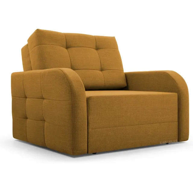 InspireME Fauteuil Met slaapfunctie Slaapbank Ban Porto 80 Fauteuil Slaapbank - Armstoel - Kinderbed - Compact en Comfortabel 101 cm - 1 zits - Geel (BRAGI 68)