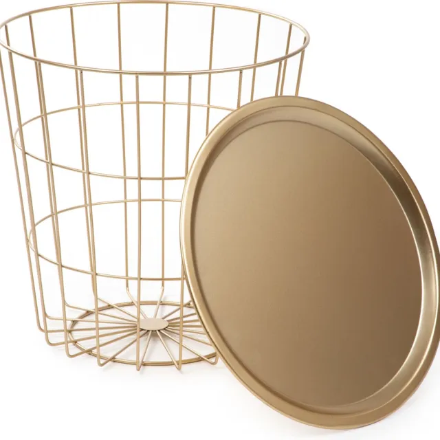 Homla SCANDI tafel - goud met gouden blad - 43 x 43 x 43 cm