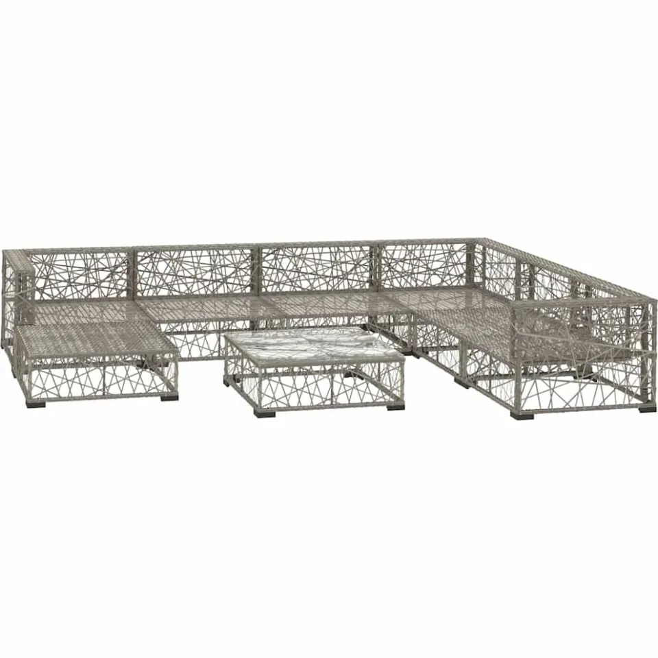 vidaXL 8-delige Loungeset met kussens poly rattan grijs