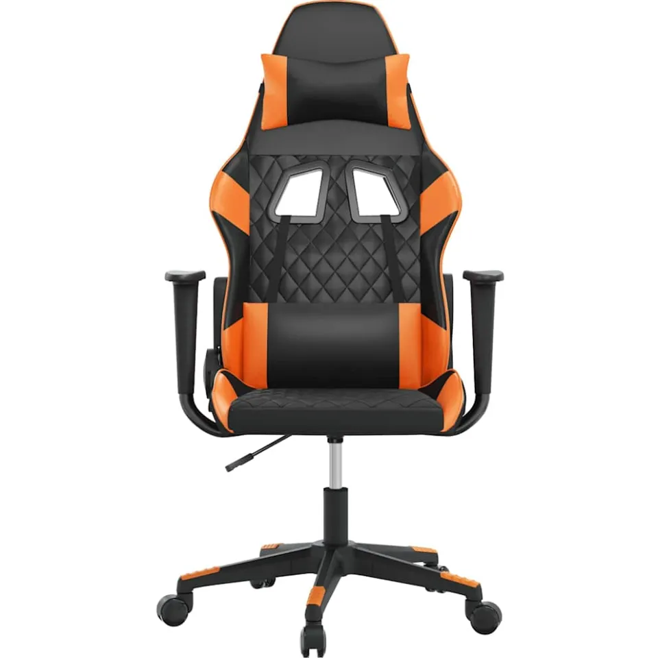 vidaXL Massage gamestoel kunstleer zwart en oranje