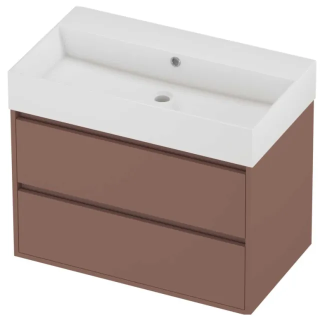 Proline Zara Badmeubelset Porselein Loft 80x46x65 cm Glans Wit Beauty Blush Rosé Goud