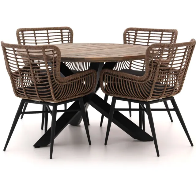 Intenso Furniture Intenso Asti/Rough-Y Ø120cm dining tuinset 5-delig grijs, foto 2