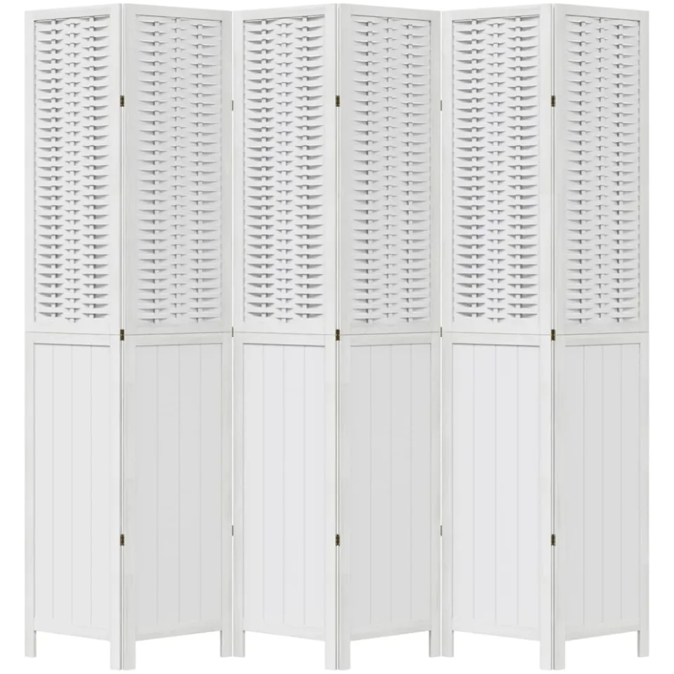 vidaXL Kamerscherm met 6 panelen massief paulowniahout wit, foto 3