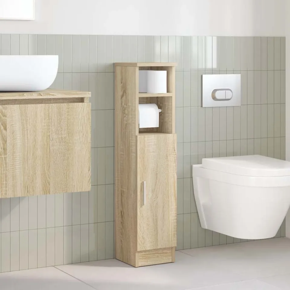 vidaXL Badkamerkast met rolhouder 20,5x22x90 cm sonoma eikenkleurig, foto 2