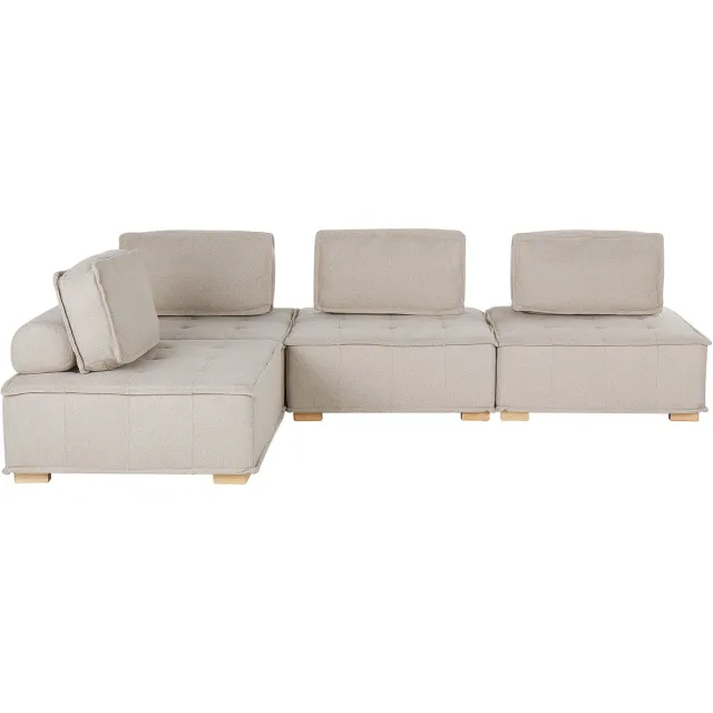 Beliani TIBRO - Hoekbank - Lichtbeige - Universeel - 300 cm - Polyester