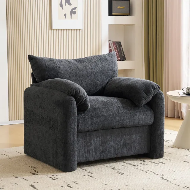 Sweiko Fauteuil - Chenille stof - Eenpersoonsbank - Grijs