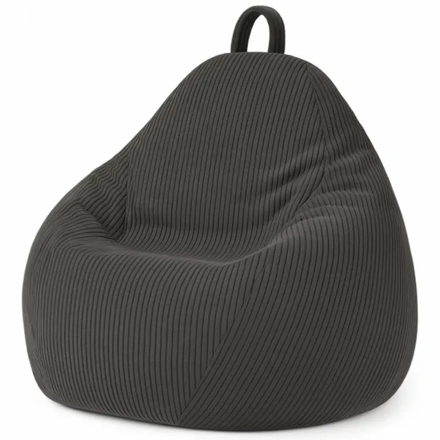 Bananair Peervorm zitzak - ribfluweel - Afneembare hoes - Volwassenen & Kinderen - Donkergrijs - 80 x 70 cm