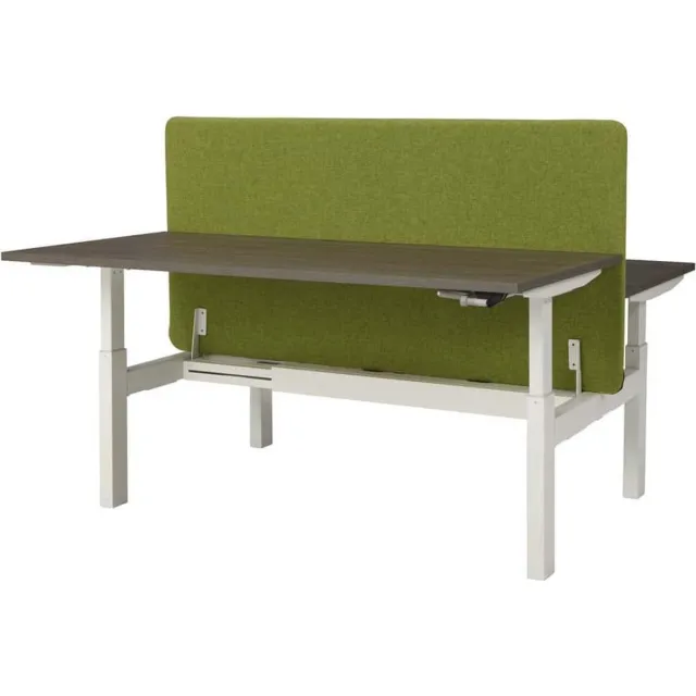 ABC Kantoormeubelen Duo bench slinger verstelbaar zit/zit bureau Teez breed 140CM diep 80CM bladkleur Robson Eiken framekleur Aluminium (RAL9006) Aluminium (RAL9006)/Robson Eiken