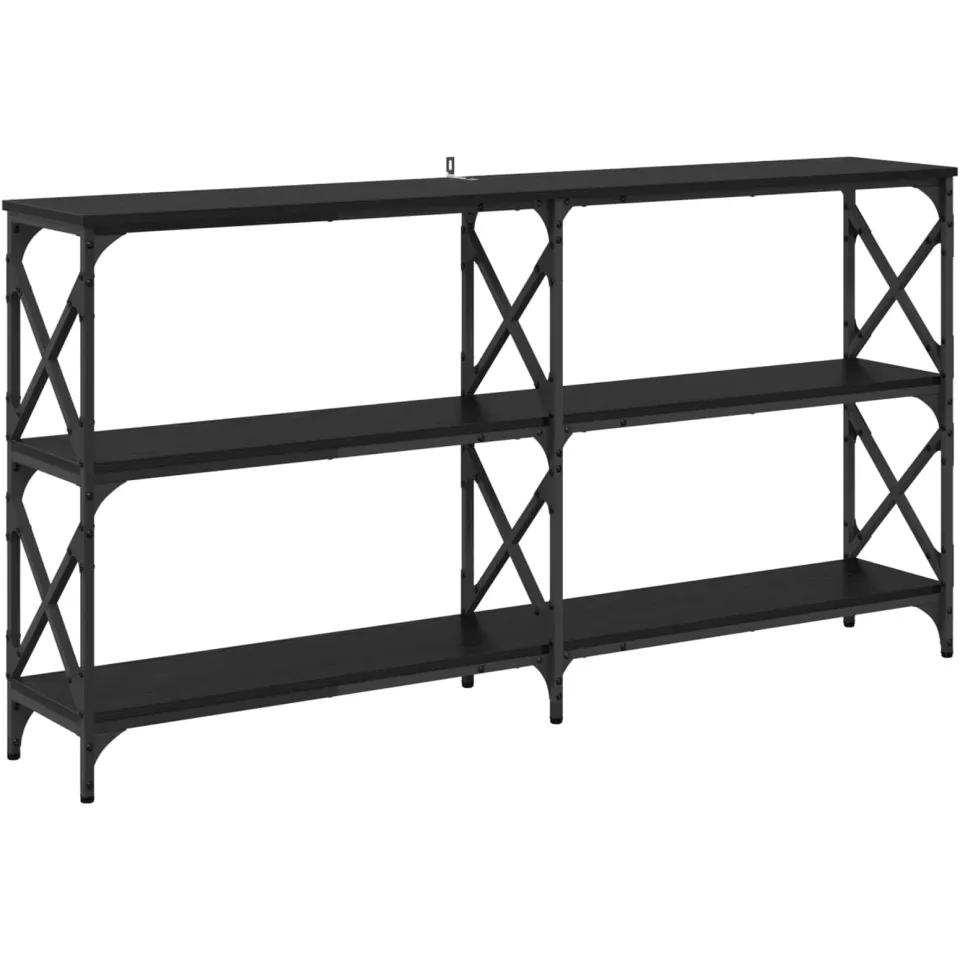 vidaXL Wandtafel Zwart Eiken 156 x 28 x 80,5 cm Bewerkt hout, foto 3