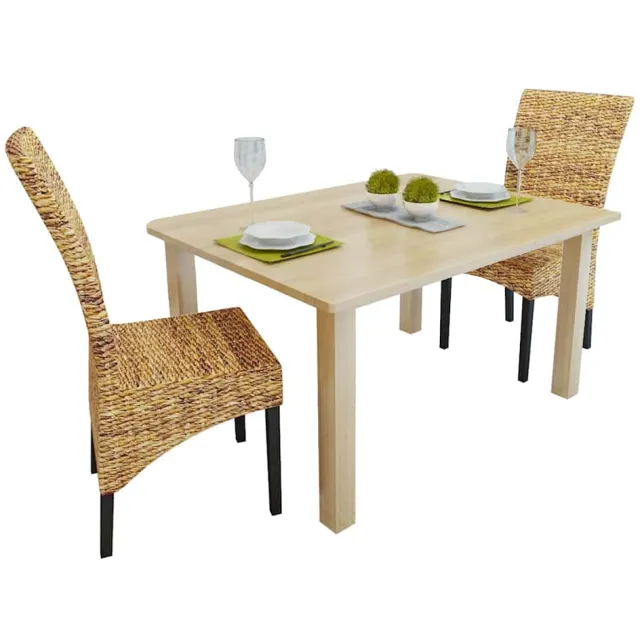 vidaXL Eetkamerstoelen 2 st abaca en massief mangohout bruin