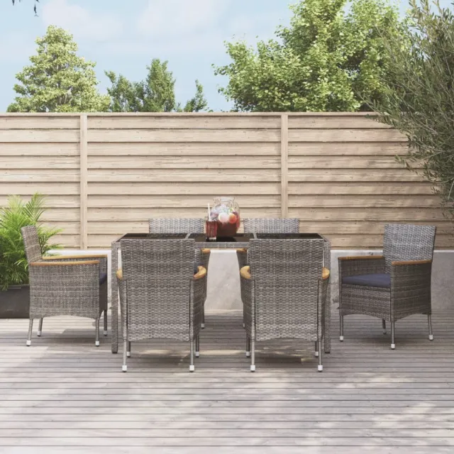vidaXL 7-delige Tuinset met kussens poly rattan grijs, foto 2