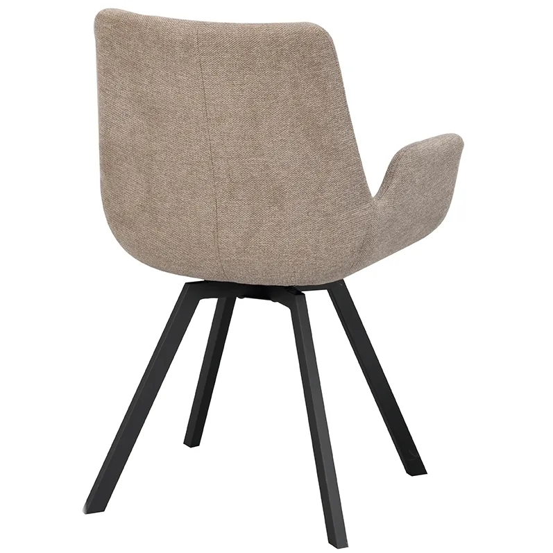 Rowico Home Norwell draaibare eetkamerstoel beige - zwart onderstel - set van 2, foto 4