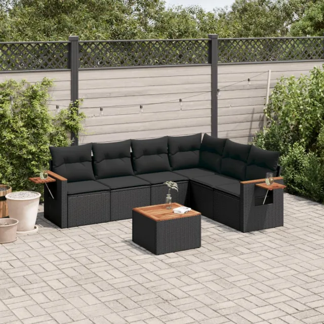 vidaXL Patio Sofa Set 6-zits Black, foto 2