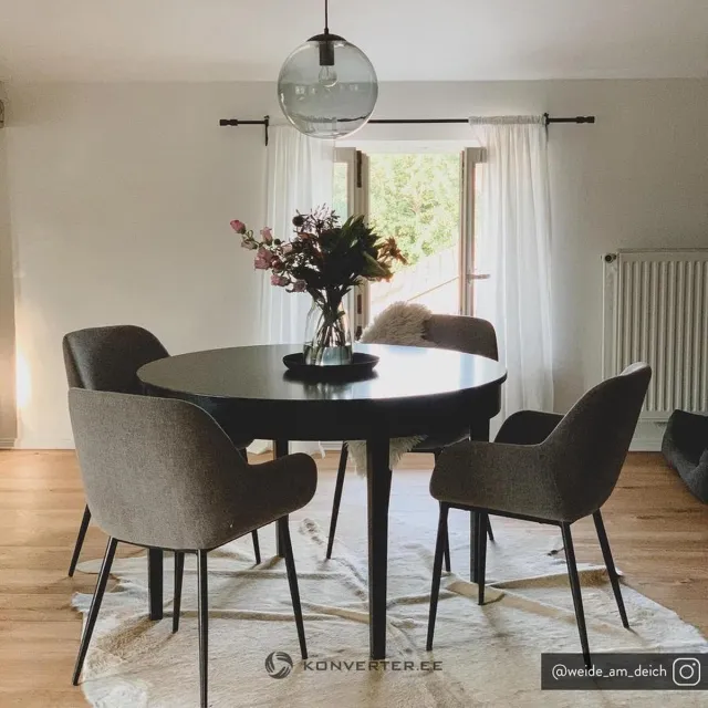 Estwing Armleunstoel 2st Silla Koon grijze fauteuille zwart metaal onderstel Kona grijs