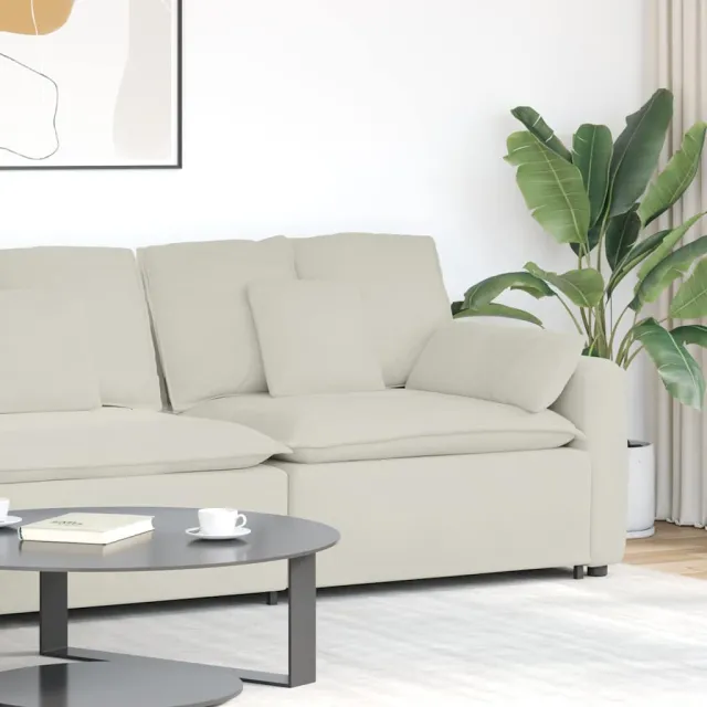 vidaXL Modulaire bank Armleuning eindmodule met kussens 100 cm Crème