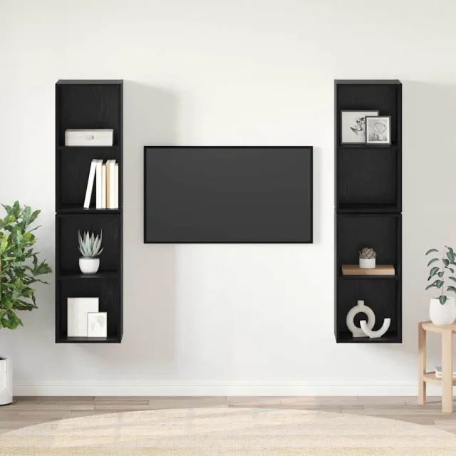 vidaXL Tv-meubelset 4 st 37 x 37 x 72 cm Zwart Eiken