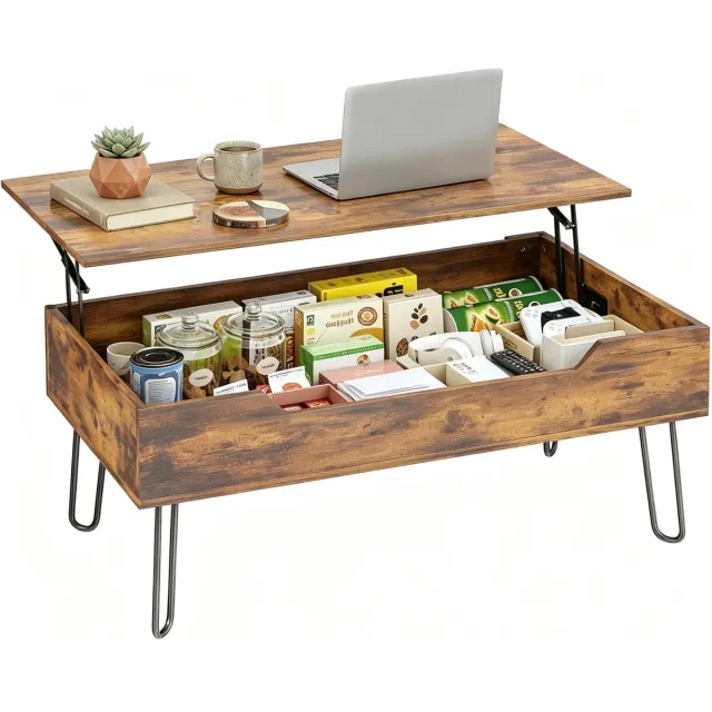 Homcom Salontafel - MDF, Staal - 95 x 50 x 40 cm - Rustiek Bruin