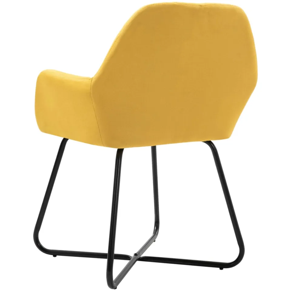 vidaXL Eetkamerstoelen 4 st stof geel, foto 4