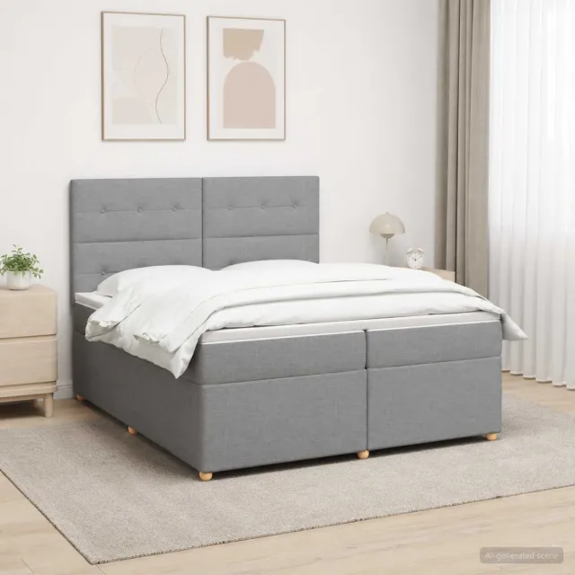 vidaXL Boxspringbed met matras Lichtgrijs 200 x 200 cm Stof