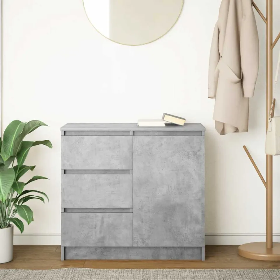vidaXL Dressoir met lade 71x35x65 cm spaanplaat betongrijs grijs, foto 3