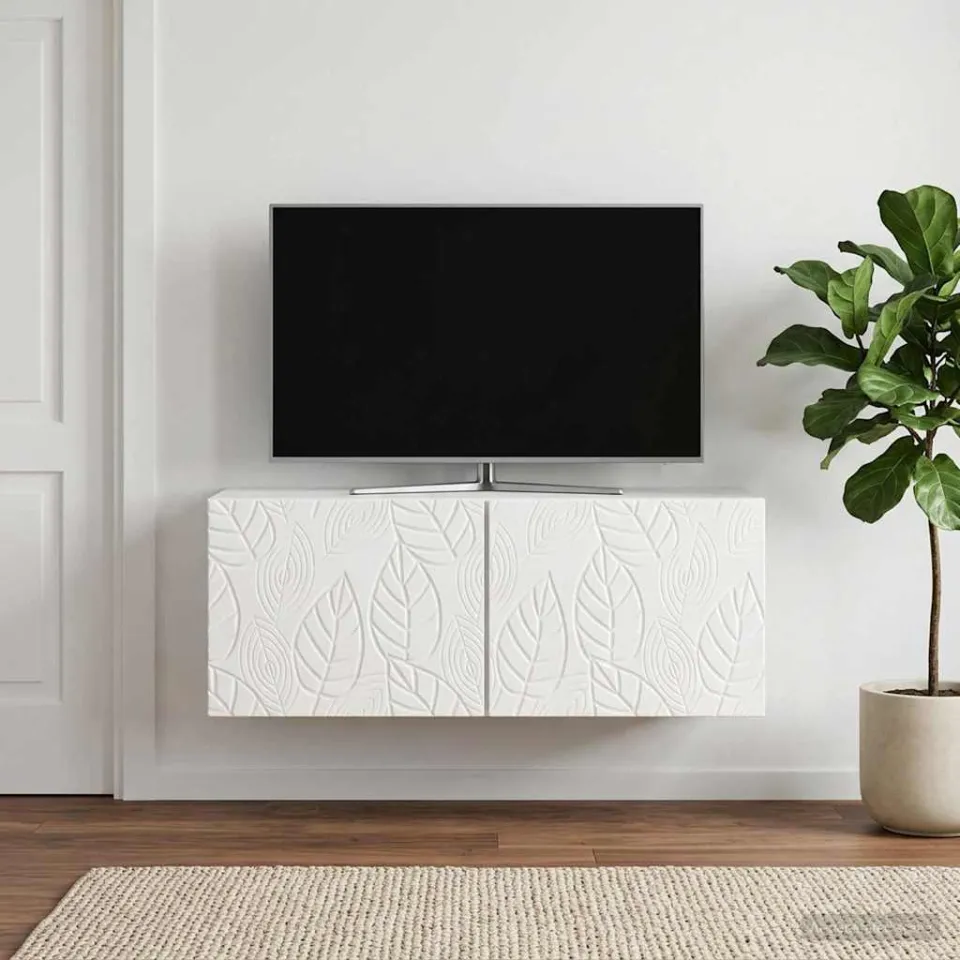 vidaXL Wandbeugel TV-kast 98 x 41 x 30 cm Hoogglans Wit Bewerkt hout, foto 3